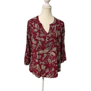 Fun2Fun Red Paisley Print Blouse · Size XL